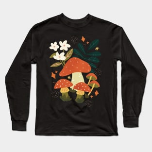 Retro Mushrooms Long Sleeve T-Shirt